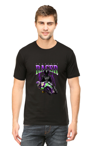 Fearless Racer: Black Unisex Biker Tee